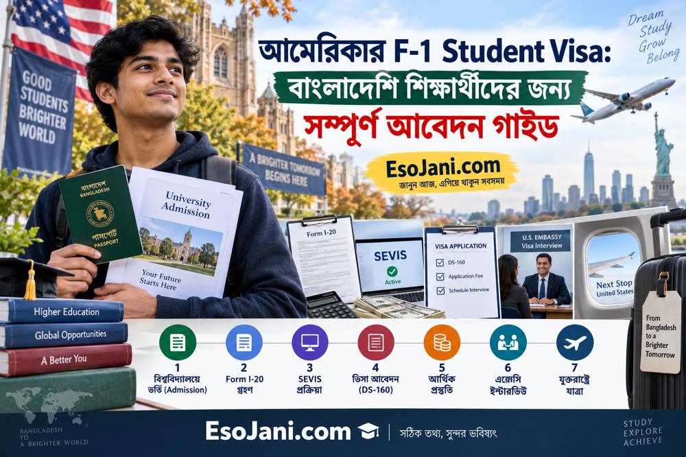 আমেরিকার এফ-১ শিক্ষার্থী ভিসা: বাংলাদেশি শিক্ষার্থীদের জন্য সম্পূর্ণ আবেদন নির্দেশিকা