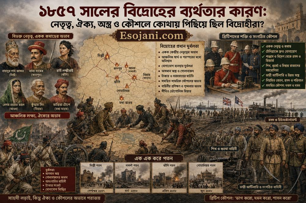 ১৮৫৭ সালের বিদ্রোহের ব্যর্থতার কারণ: নেতৃত্ব, ঐক্য, অস্ত্র ও কৌশলে কোথায় পিছিয়ে ছিল বিদ্রোহীরা?