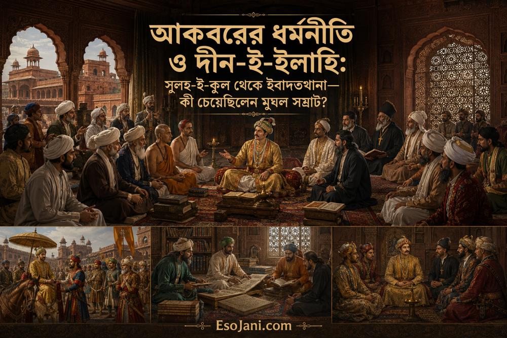 আকবরের ধর্মনীতি ও দীন-ই-ইলাহি: সুলহ-ই-কুল, ইবাদতখানা ও সম্রাটের ধর্মীয় ভাবনার ইতিহাস