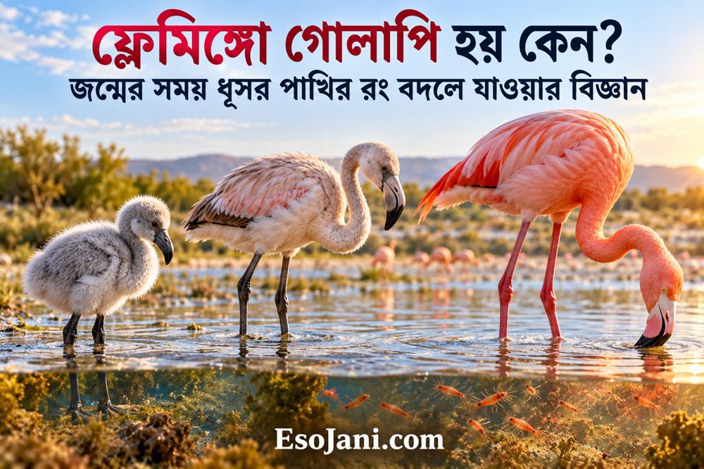 ফ্লেমিঙ্গো গোলাপি হয় কেন? ধূসর ছানার রং বদলে যাওয়ার বিজ্ঞান