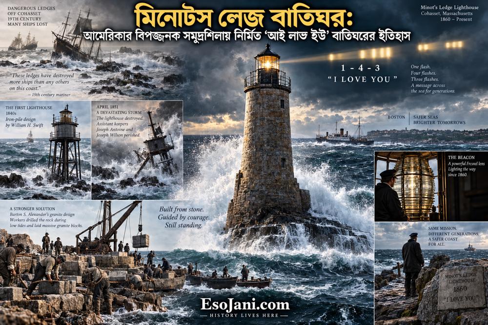 মিনোটস লেজ বাতিঘর: আমেরিকার বিপজ্জনক সমুদ্রশিলায় নির্মিত ‘আই লাভ ইউ’ বাতিঘরের ইতিহাস