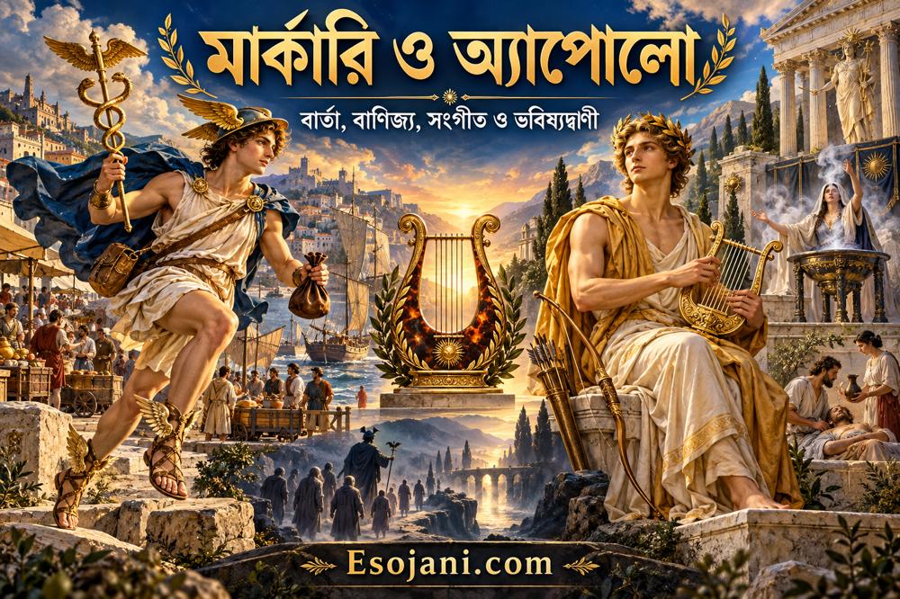 মার্কারি ও অ্যাপোলো: বাণিজ্য, ভবিষ্যদ্বাণী, সংগীত ও চিকিৎসার দেবতা