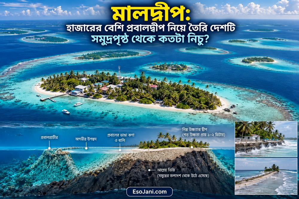 মালদ্বীপ: হাজারের বেশি প্রবালদ্বীপ নিয়ে তৈরি দেশটি সমুদ্রপৃষ্ঠ থেকে কতটা নিচু?