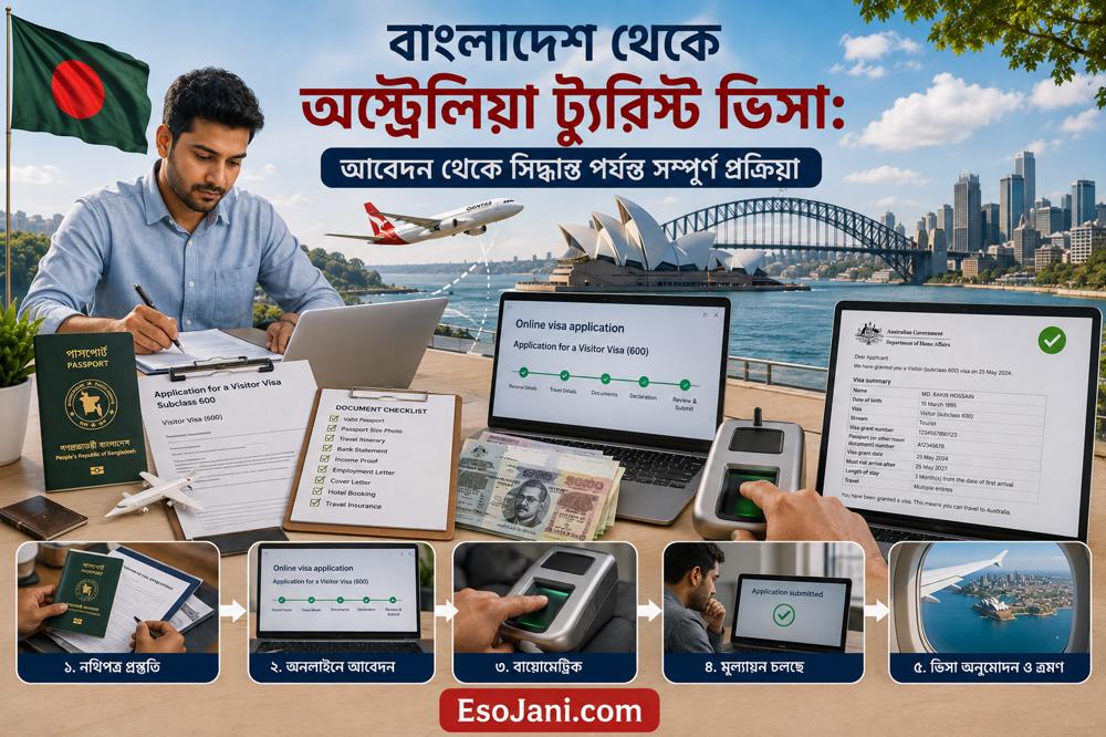 বাংলাদেশ থেকে অস্ট্রেলিয়া ট্যুরিস্ট ভিসা: আবেদন, কাগজপত্র, বায়োমেট্রিকস ও সিদ্ধান্তের সম্পূর্ণ প্রক্রিয়া