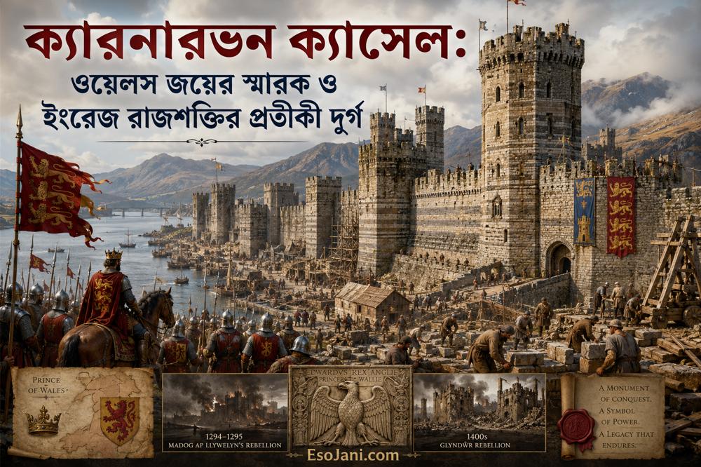 ক্যারনারভন ক্যাসেল: ওয়েলস জয়ের স্মারক ও ইংরেজ রাজশক্তির প্রতীকী দুর্গ
