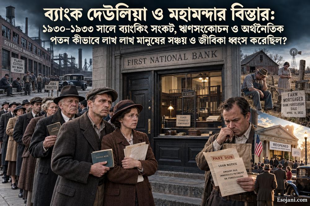 ব্যাংক দেউলিয়া ও মহামন্দা: ১৯৩০–১৯৩৩ সালে সঞ্চয়, ঋণ ও জীবিকার বিপর্যয়