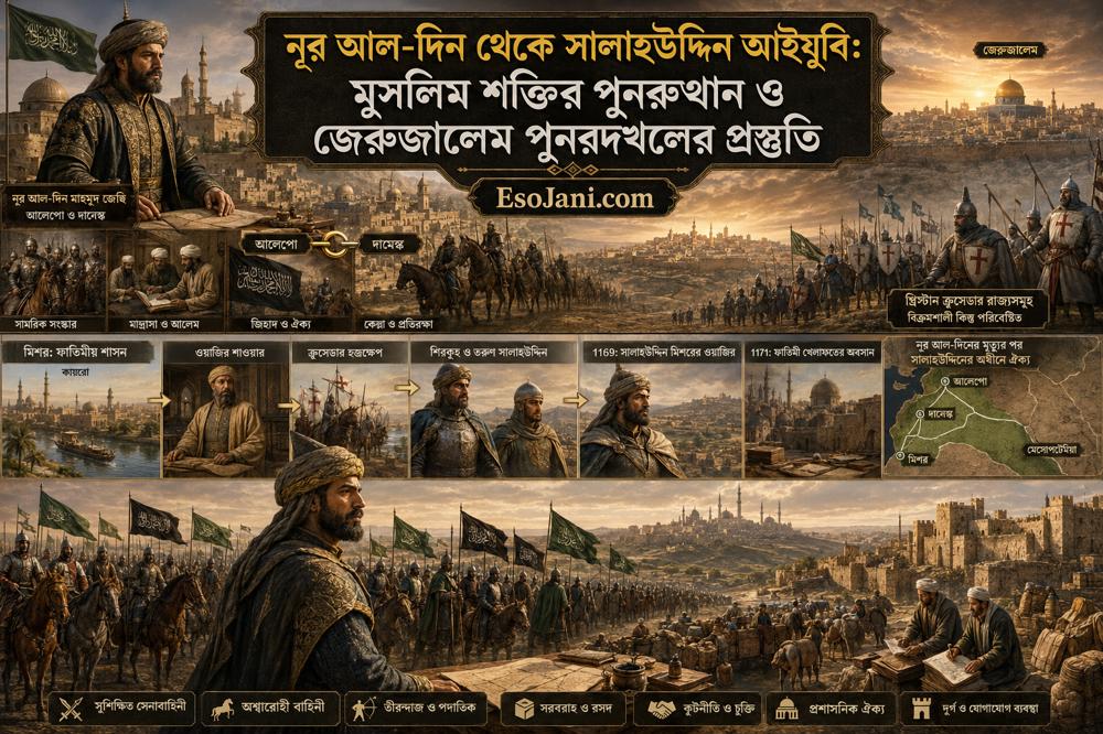 নূর আল-দিন থেকে সালাহউদ্দিন আইয়ুবি: মুসলিম শক্তির পুনরুত্থান ও জেরুজালেম পুনর্দখলের প্রস্তুতি