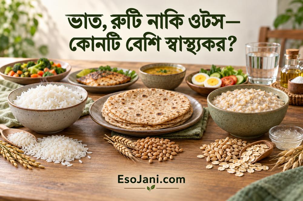 ভাত, রুটি নাকি ওটস—কোনটি বেশি স্বাস্থ্যকর? পুষ্টি ও পরিমাণের তুলনা