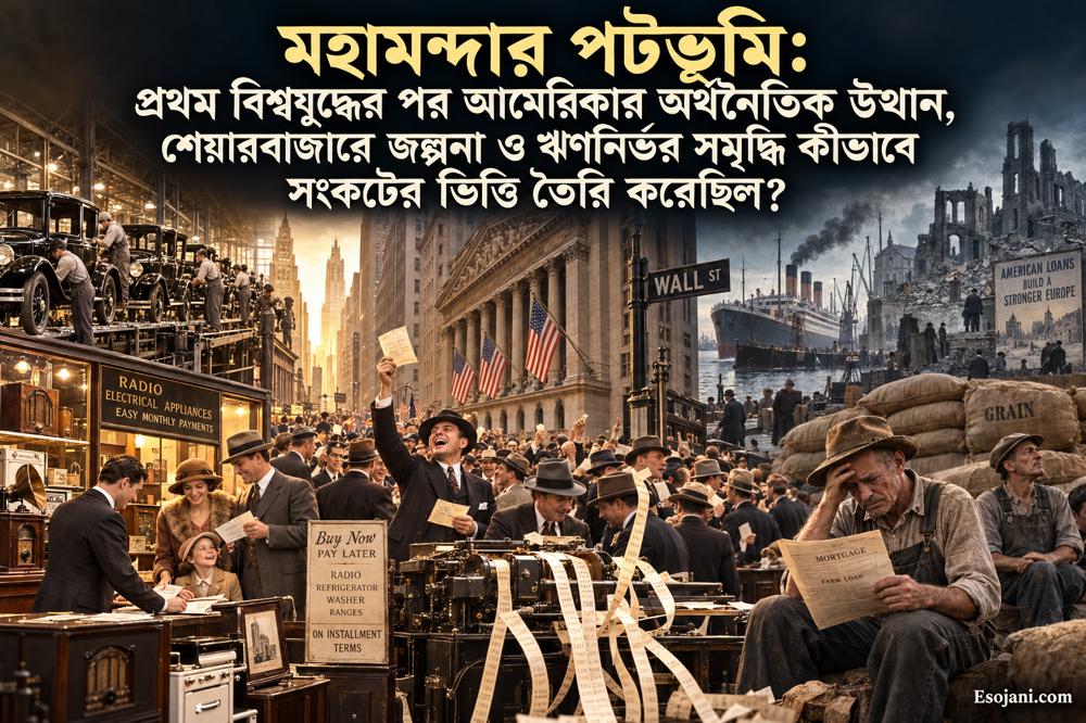 মহামন্দার পটভূমি: আমেরিকার উত্থান, শেয়ারবাজারে জল্পনা ও ঋণনির্ভর সমৃদ্ধি