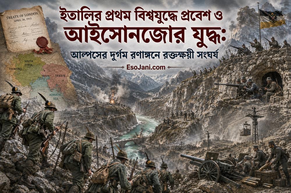 ইতালির প্রথম বিশ্বযুদ্ধে প্রবেশ ও আইসোনজোর যুদ্ধ: আল্পসের দুর্গম রণাঙ্গনে রক্তক্ষয়ী সংঘর্ষের ইতিহাস