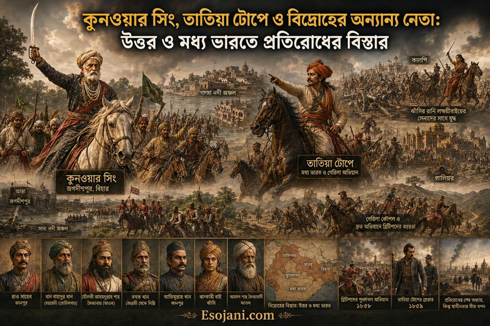 কুনওয়ার সিং, তাতিয়া টোপে ও অন্যান্য নেতা: ১৮৫৭ সালে উত্তর ও মধ্য ভারতের প্রতিরোধ