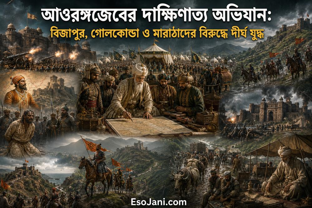 আওরঙ্গজেবের দাক্ষিণাত্য অভিযান: বিজাপুর, গোলকোন্ডা ও মারাঠাদের বিরুদ্ধে দীর্ঘ যুদ্ধ