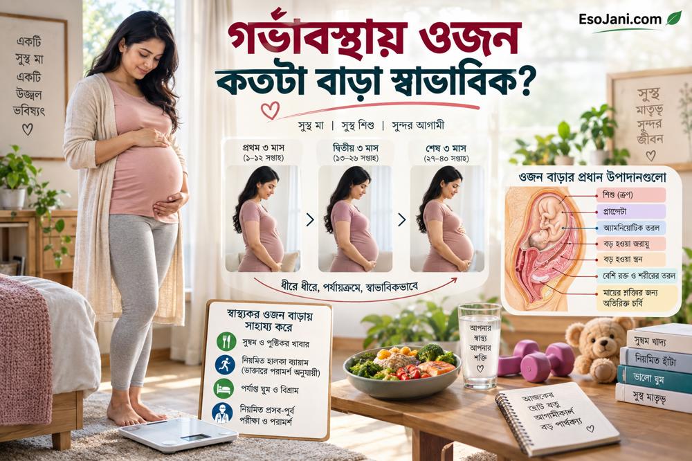 গর্ভাবস্থায় ওজন কতটা বাড়া স্বাভাবিক? মাস ও শারীরিক গঠন অনুযায়ী ওজন বৃদ্ধির পূর্ণ নির্দেশিকা