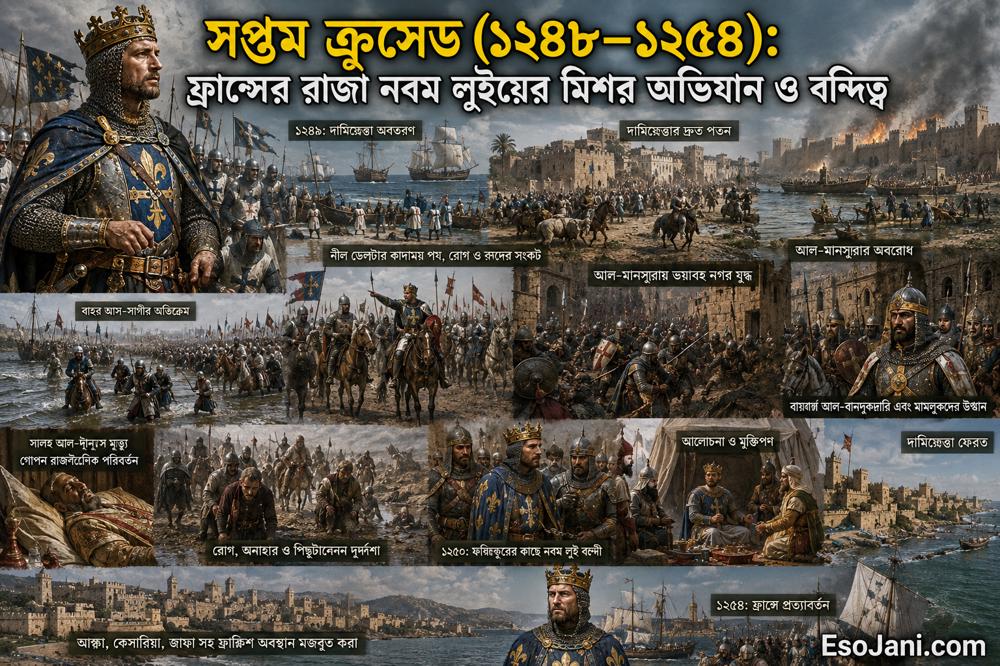 সপ্তম ক্রুসেড (১২৪৮–১২৫৪): ফ্রান্সের রাজা নবম লুইয়ের মিশর অভিযান ও বন্দিত্ব