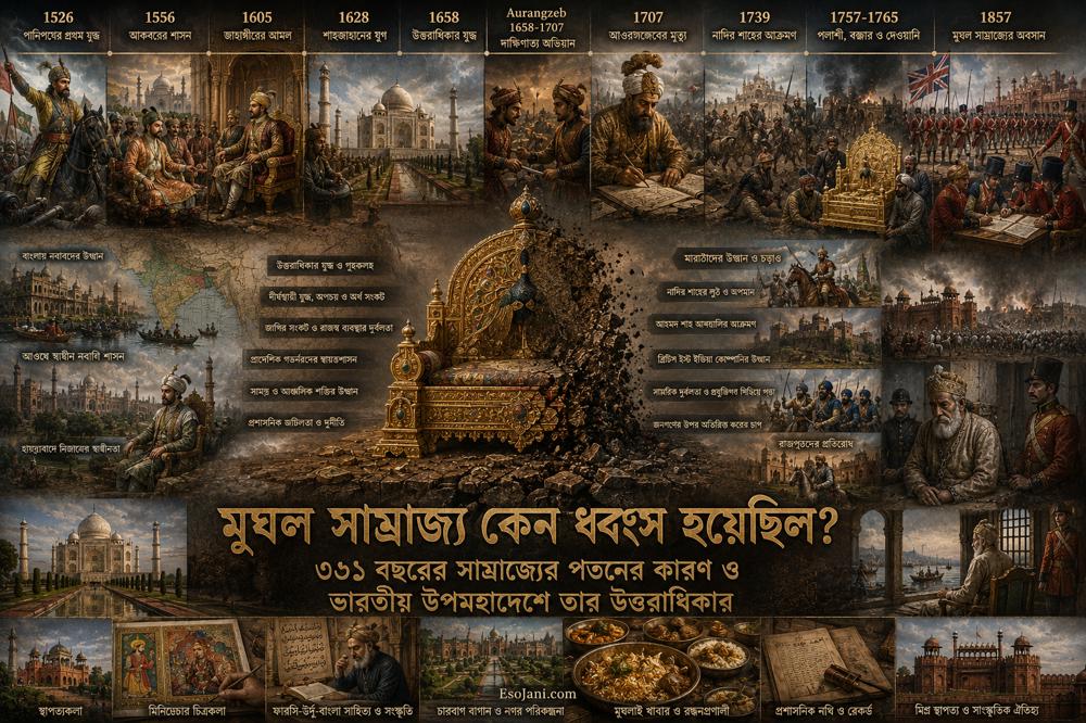মুঘল সাম্রাজ্য কেন ধ্বংস হয়েছিল? ৩৩১ বছরের সাম্রাজ্যের পতনের কারণ ও ভারতীয় উপমহাদেশে তার উত্তরাধিকার