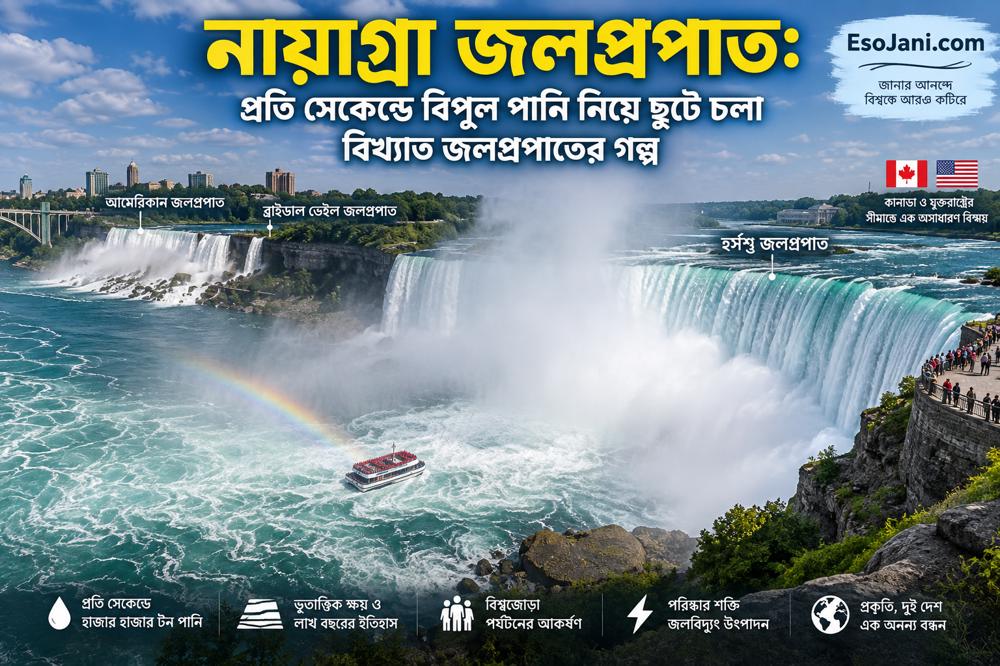 নায়াগ্রা জলপ্রপাত: প্রতি সেকেন্ডে বিপুল পানি নিয়ে ছুটে চলা পৃথিবীর বিখ্যাত জলপ্রপাতের গল্প