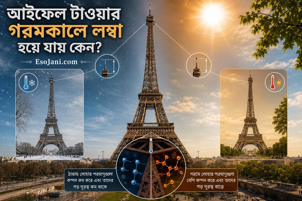 আইফেল টাওয়ার গরমকালে লম্বা হয়ে যায় কেন? তাপীয় প্রসারণের বিস্ময়কর বিজ্ঞান