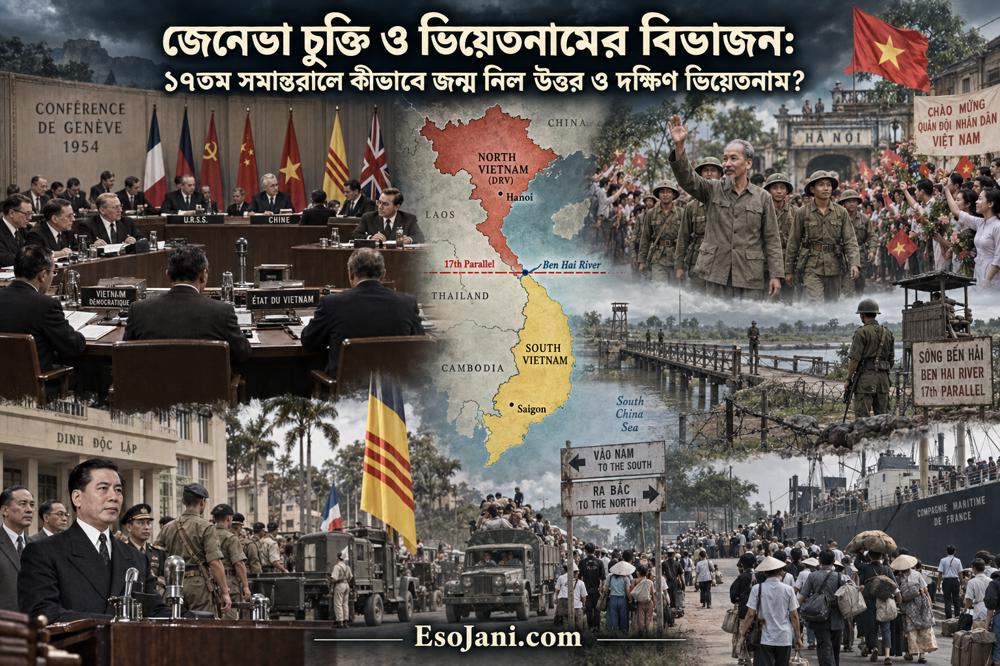 জেনেভা চুক্তি ও ভিয়েতনামের বিভাজন: ১৭তম সমান্তরালে উত্তর ও দক্ষিণ ভিয়েতনামের জন্ম