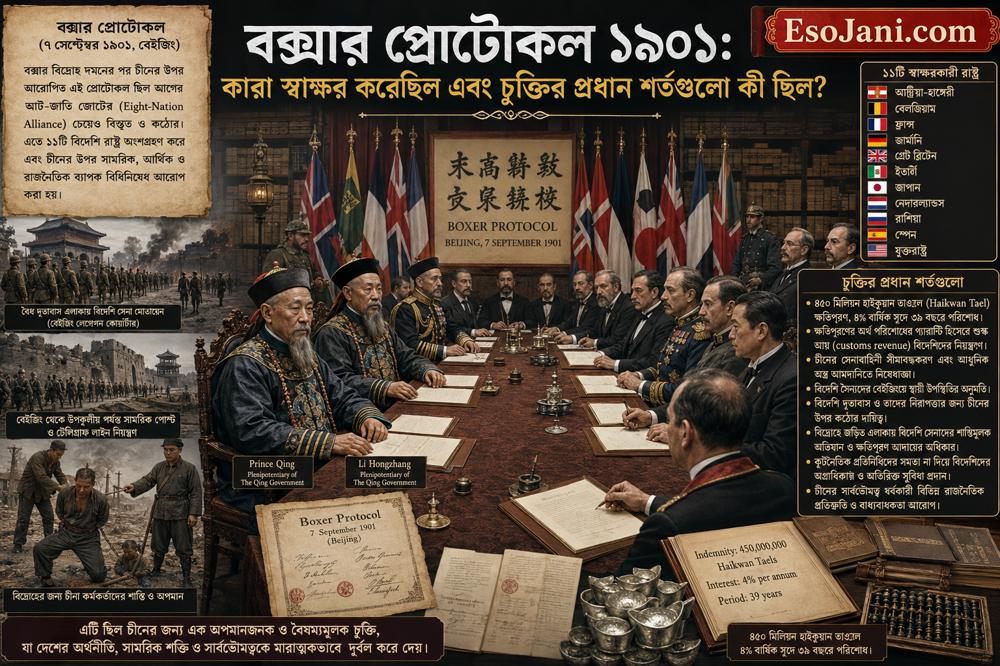 বক্সার প্রোটোকল ১৯০১: কারা স্বাক্ষর করেছিল এবং চুক্তির প্রধান শর্তগুলো কী ছিল?