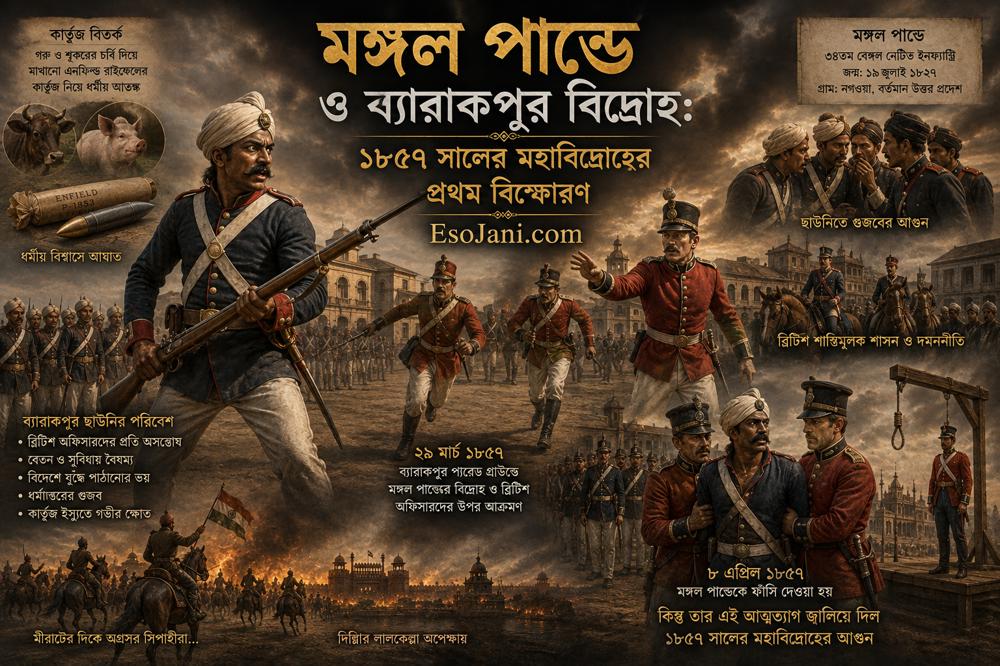 মঙ্গল পান্ডে ও ব্যারাকপুর বিদ্রোহ: ১৮৫৭ সালের মহাবিদ্রোহের প্রথম বিস্ফোরণ