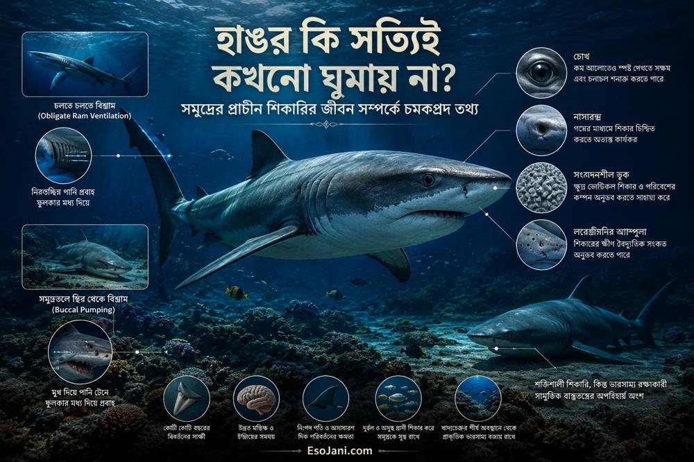 হাঙর কি সত্যিই কখনো ঘুমায় না? সমুদ্রের প্রাচীন শিকারির ঘুম ও জীবনরহস্য