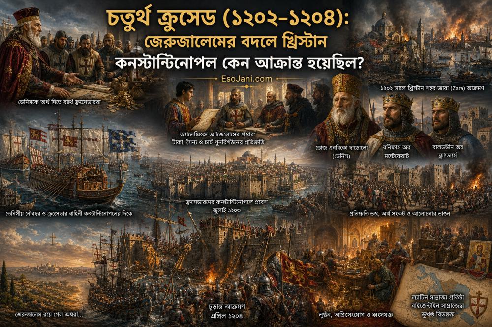 চতুর্থ ক্রুসেড (১২০২–১২০৪): জেরুজালেমের বদলে খ্রিস্টান কনস্টান্টিনোপল কেন আক্রান্ত হয়েছিল?