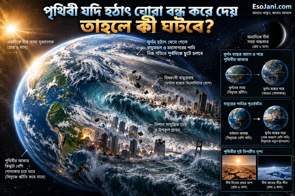 পৃথিবী যদি হঠাৎ ঘোরা বন্ধ করে দেয় তাহলে কী ঘটবে? মুহূর্তে বদলে যাবে পৃথিবীর চেহারা