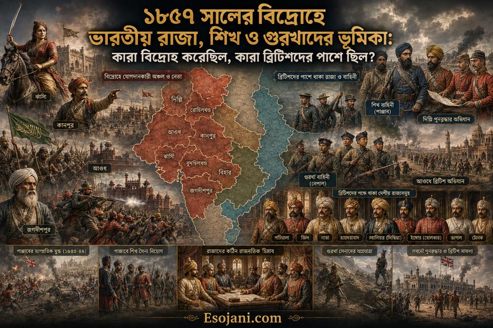 ১৮৫৭ সালের বিদ্রোহে ভারতীয় রাজা, শিখ ও গুর্খাদের ভূমিকা: কারা বিদ্রোহ করেছিল, কারা ব্রিটিশদের পাশে ছিল?