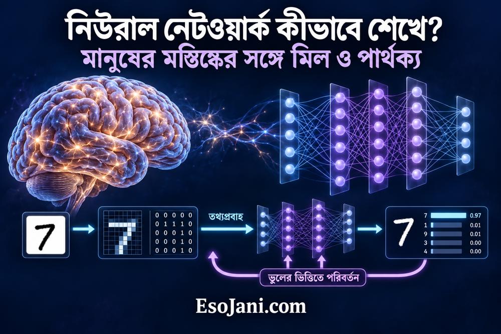 নিউরাল নেটওয়ার্ক কীভাবে শেখে? মানুষের মস্তিষ্কের সঙ্গে মিল ও পার্থক্য
