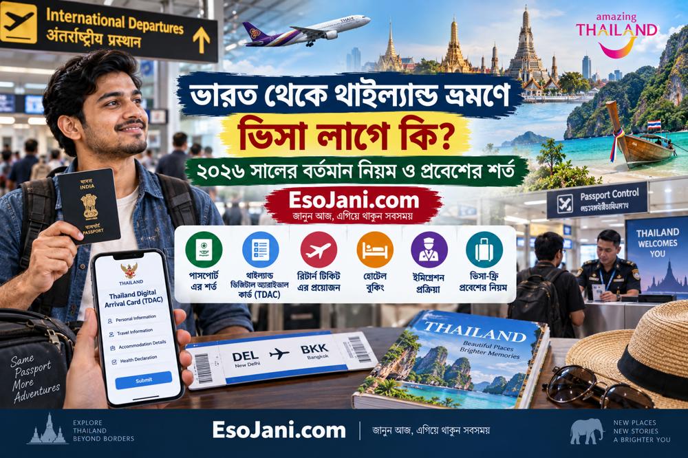 ভারত থেকে থাইল্যান্ড ভ্রমণে ভিসা লাগে কি? ২০২৬ সালের বর্তমান নিয়ম ও প্রবেশের শর্ত