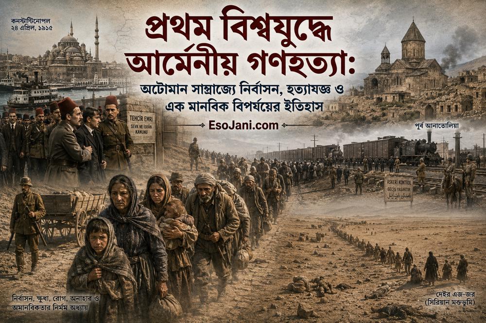 প্রথম বিশ্বযুদ্ধে আর্মেনীয় গণহত্যা: অটোমান সাম্রাজ্যে নির্বাসন, হত্যাযজ্ঞ ও মানবিক বিপর্যয়ের ইতিহাস