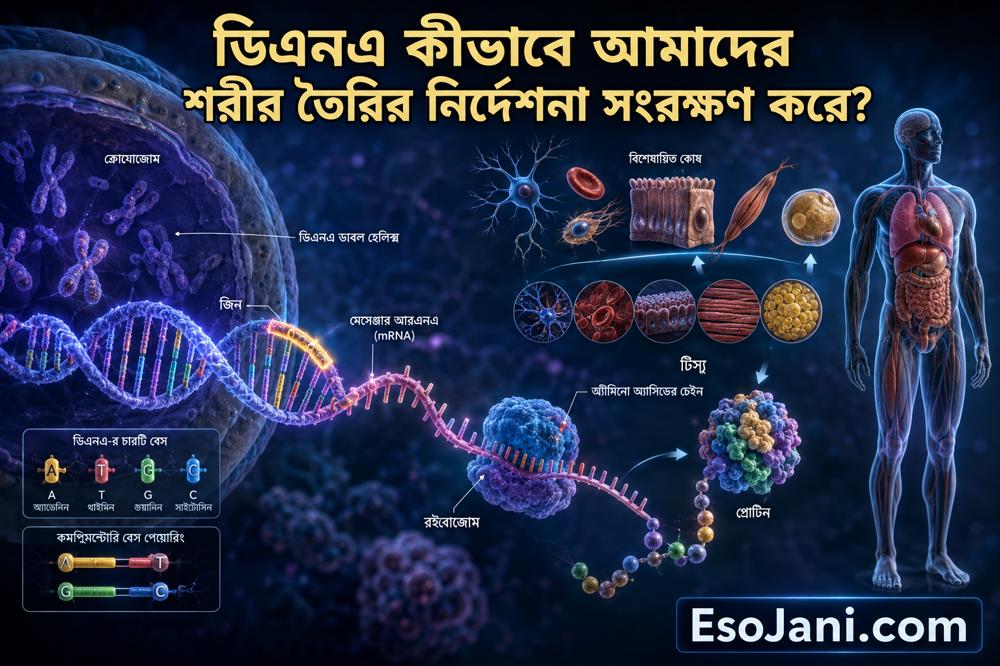 ডিএনএ কীভাবে আমাদের শরীর তৈরির নির্দেশনা সংরক্ষণ করে? জিন থেকে প্রোটিন তৈরির বিস্ময়কর প্রক্রিয়া