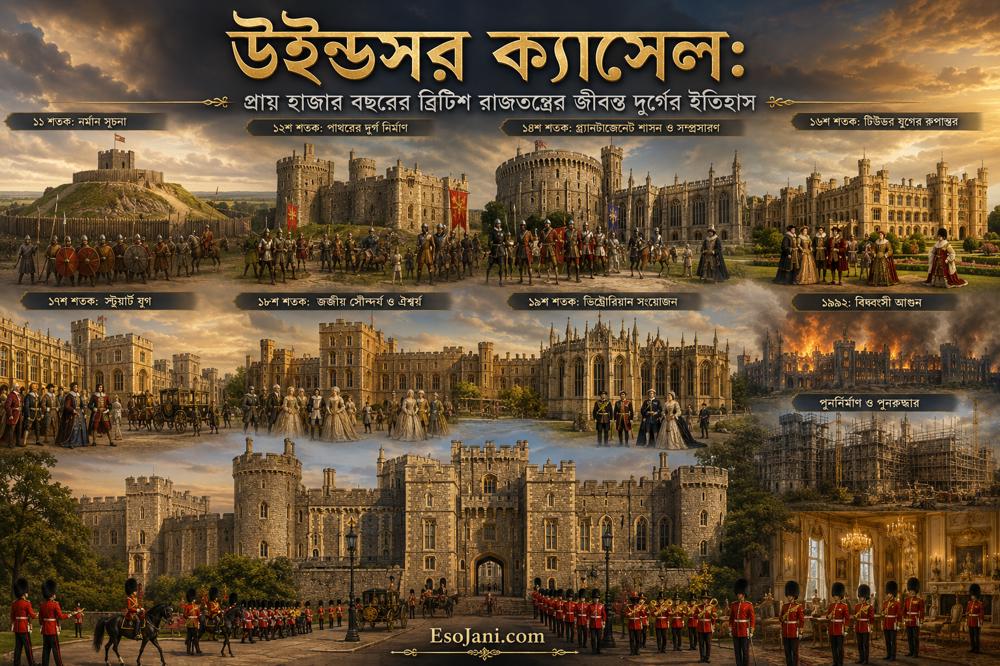 উইন্ডসর ক্যাসেল: প্রায় হাজার বছরের ব্রিটিশ রাজতন্ত্রের জীবন্ত দুর্গের ইতিহাস