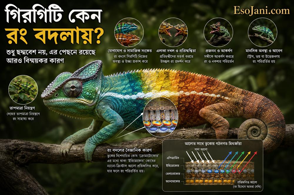 গিরগিটি কেন রং বদলায়? শুধু ছদ্মবেশ নয়, এর পেছনে রয়েছে আরও বিস্ময়কর কারণ