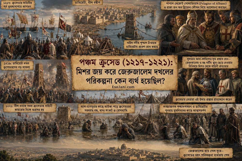 পঞ্চম ক্রুসেড (১২১৭–১২২১): মিশর জয় করে জেরুজালেম দখলের পরিকল্পনা কেন ব্যর্থ হয়েছিল?
