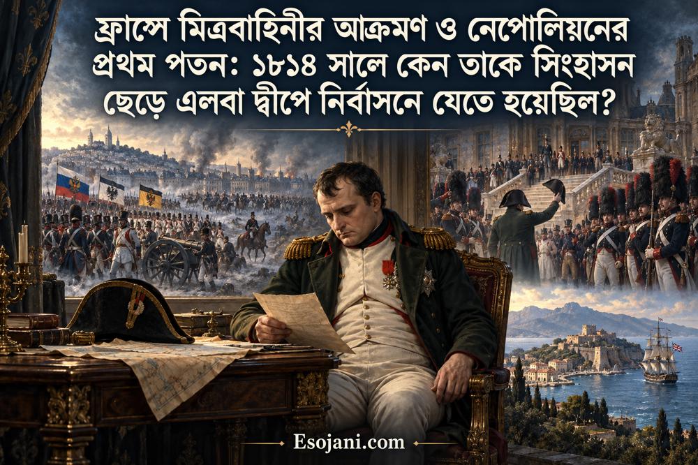 নেপোলিয়নের প্রথম পতন: ১৮১৪ সালে ফ্রান্স আক্রমণ, সিংহাসনত্যাগ ও এলবা নির্বাসন