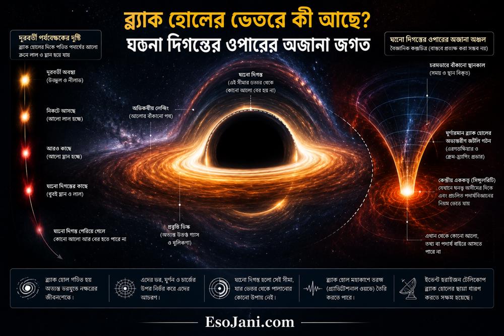 ব্ল্যাক হোলের ভেতরে কী আছে? ঘটনা দিগন্তের ওপারের অজানা জগত ও মহাকাশের গভীর রহস্য