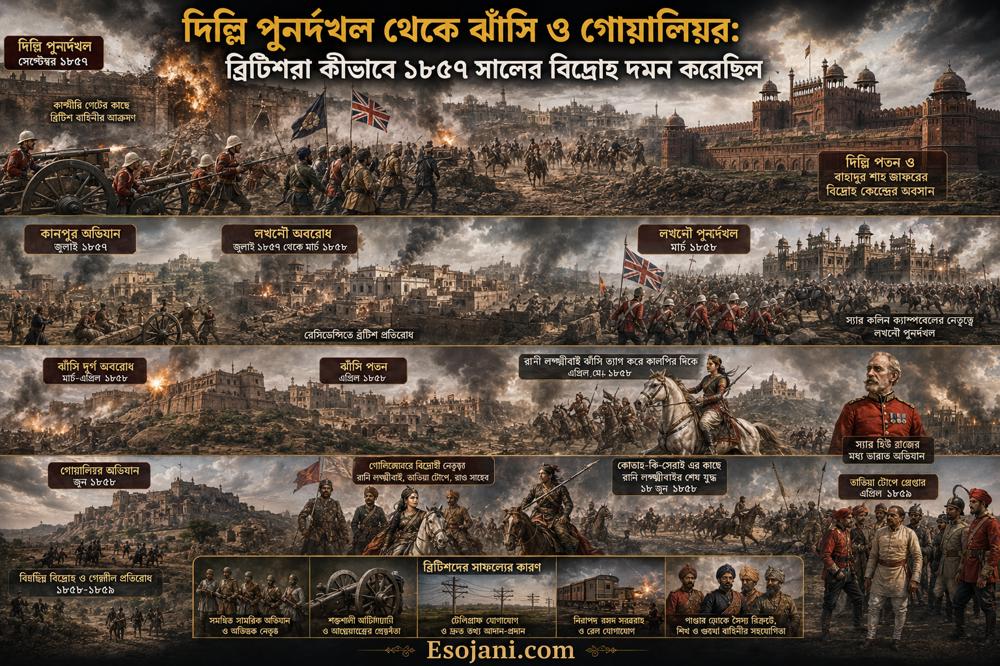 দিল্লি পুনর্দখল থেকে ঝাঁসি ও গোয়ালিয়র: ব্রিটিশরা কীভাবে ১৮৫৭ সালের মহাবিদ্রোহ দমন করেছিল