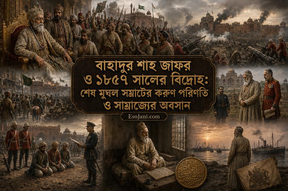 বাহাদুর শাহ জাফর ও ১৮৫৭ সালের বিদ্রোহ: শেষ মুঘল সম্রাটের করুণ পরিণতি ও সাম্রাজ্যের অবসান