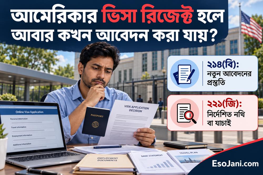 আমেরিকার ভিসা রিজেক্ট হলে আবার কখন আবেদন করা যায়? নিয়ম ও করণীয়