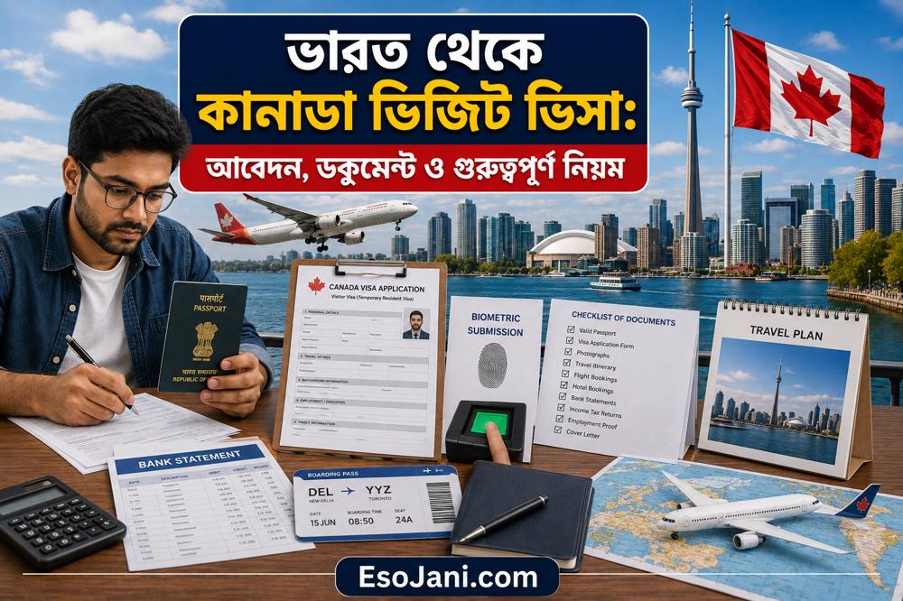 ভারত থেকে কানাডা ভিজিট ভিসা: আবেদন, ডকুমেন্ট, খরচ ও গুরুত্বপূর্ণ নিয়ম