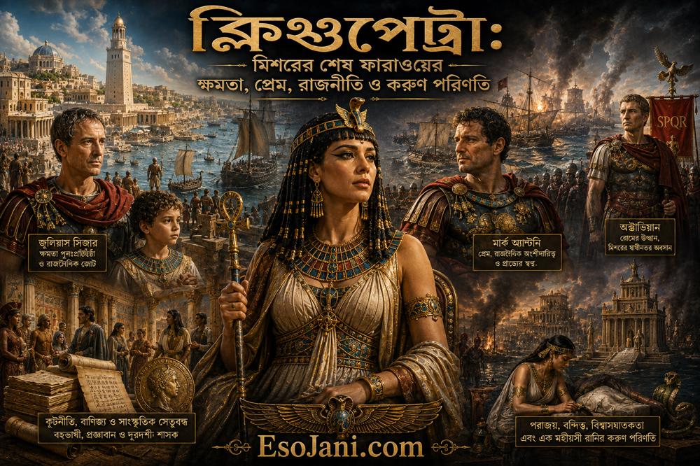 ক্লিওপেট্রা: মিশরের শেষ ফারাওয়ের ক্ষমতা, প্রেম, রাজনীতি ও করুণ পরিণতি