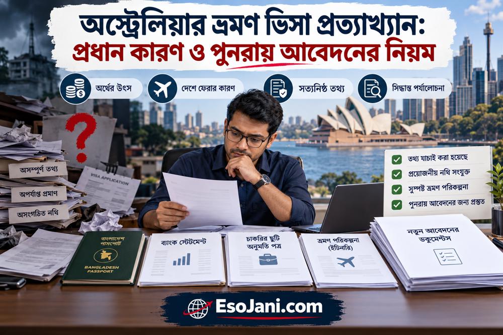 অস্ট্রেলিয়ার ভ্রমণ ভিসা প্রত্যাখ্যান: প্রধান কারণ ও পুনরায় আবেদনের নিয়ম
