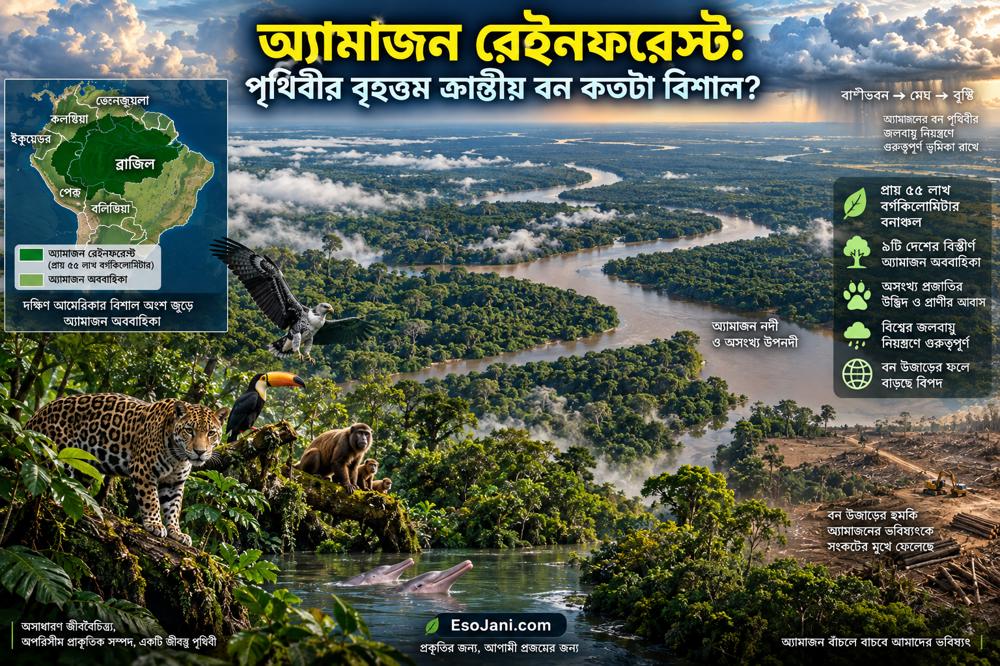 অ্যামাজন রেইনফরেস্ট: পৃথিবীর বৃহত্তম ক্রান্তীয় বন কতটা বিশাল?