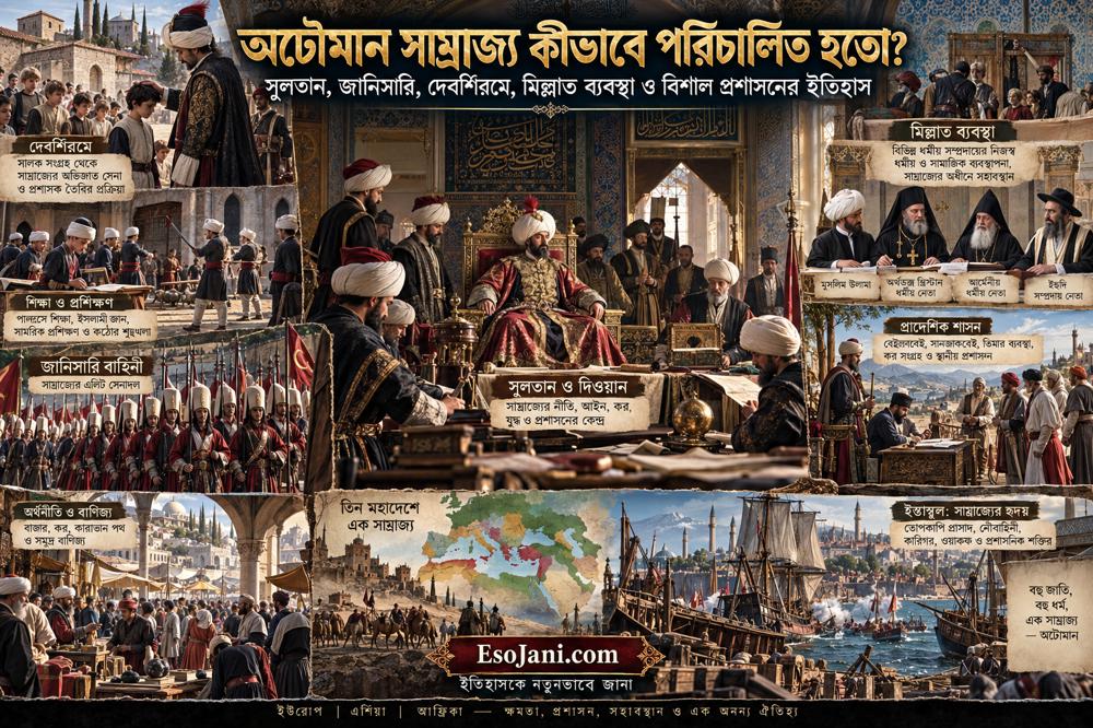 অটোমান সাম্রাজ্য কীভাবে পরিচালিত হতো? সুলতান, জানিসারি, দেবশিরমে, মিল্লাত ও প্রশাসনিক ব্যবস্থার ইতিহাস
