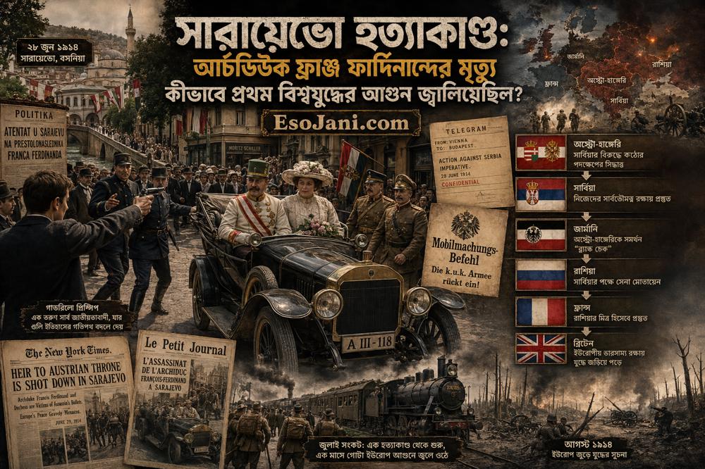 সারায়েভো হত্যাকাণ্ড: ফ্রাঞ্জ ফার্দিনান্দের মৃত্যু কীভাবে প্রথম বিশ্বযুদ্ধের আগুন জ্বালিয়েছিল?