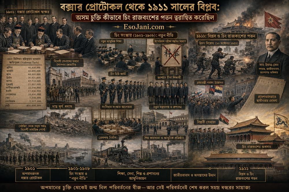বক্সার প্রোটোকল থেকে ১৯১১ সালের বিপ্লব: অসম চুক্তি কীভাবে চিং রাজবংশের পতন ত্বরান্বিত করেছিল