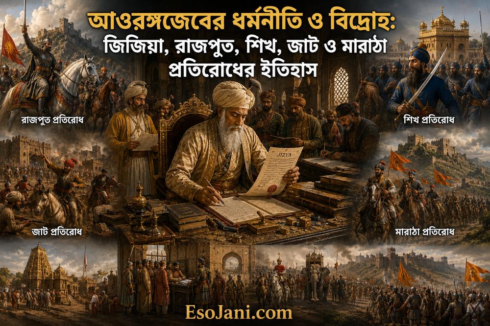 আওরঙ্গজেবের ধর্মনীতি ও বিদ্রোহ: জিজিয়া, রাজপুত, শিখ, জাট ও মারাঠা প্রতিরোধের ইতিহাস