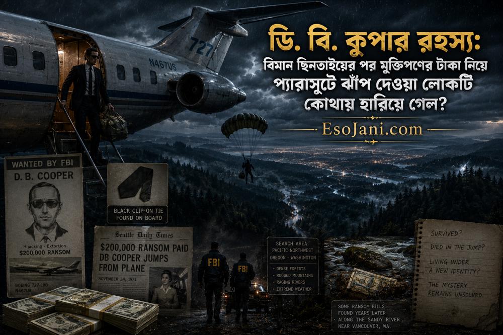 ডি. বি. কুপার রহস্য: বিমান ছিনতাইয়ের পর মুক্তিপণের টাকা নিয়ে প্যারাসুটে ঝাঁপ দেওয়া লোকটি কোথায় হারিয়ে গেল?