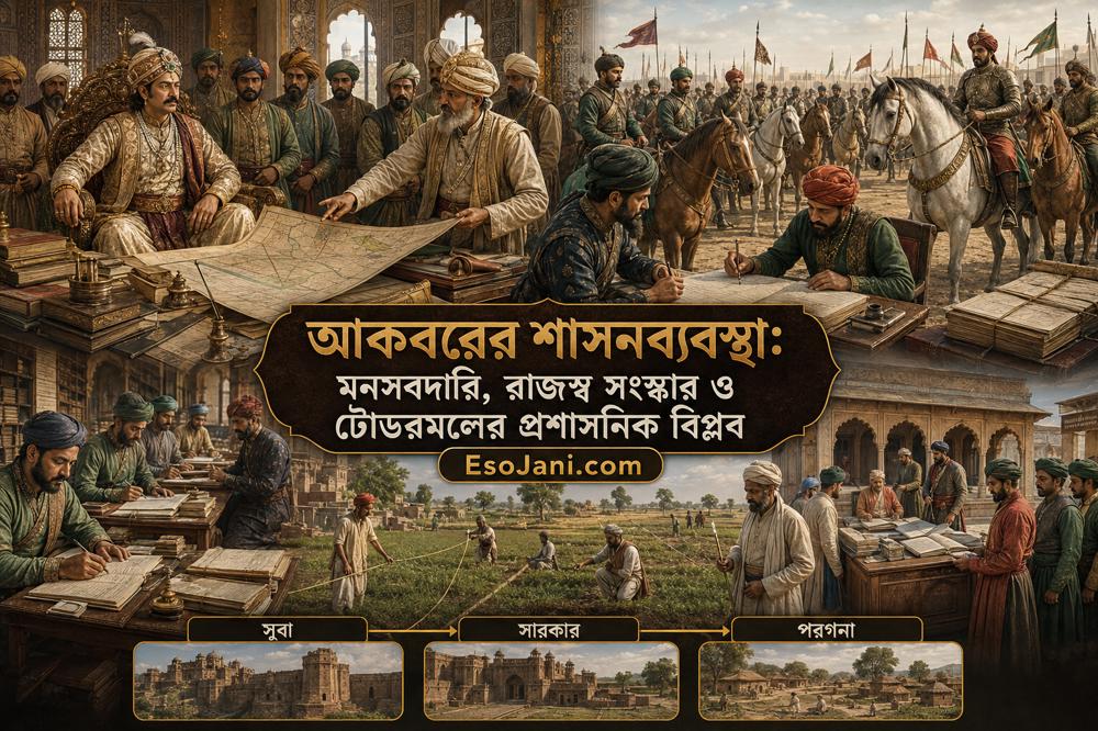 আকবরের শাসনব্যবস্থা: মনসবদারি, রাজস্ব সংস্কার ও টোডরমলের প্রশাসনিক বিপ্লব